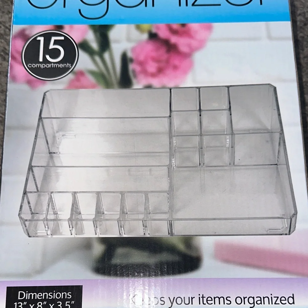 NEW Transparent Cosmetic Makeup Organizer with 15 Compartments